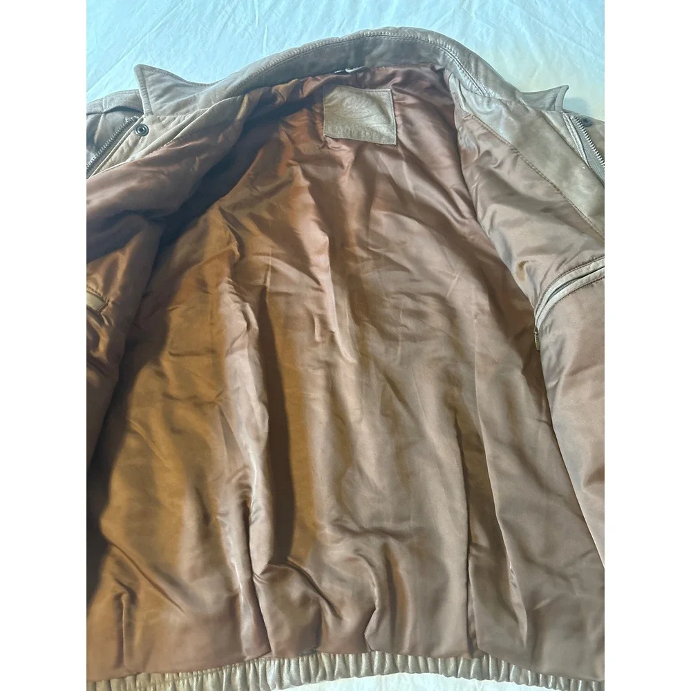 Georgetown Leather Design Bomber Jacket Mens 2X Brown Excellent Vintage Aviator